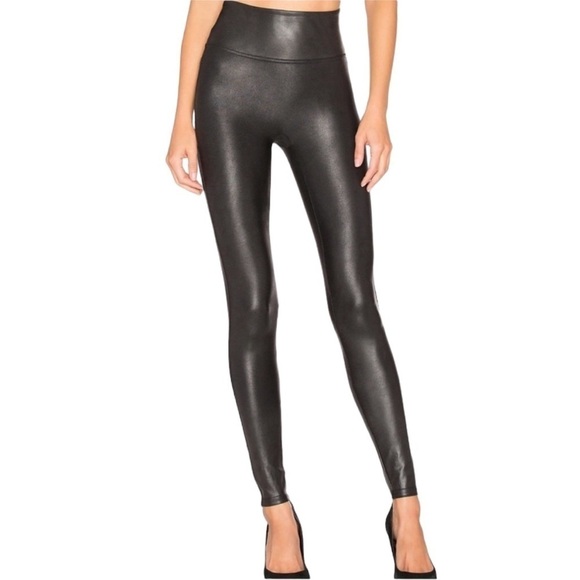SPANX black faux leather leggings medium petite - Picture 11 of 13